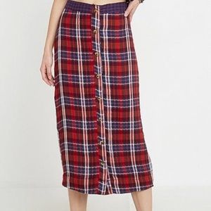 Urban outfitters UO Joe Plaid Ruffle Midi Skirt